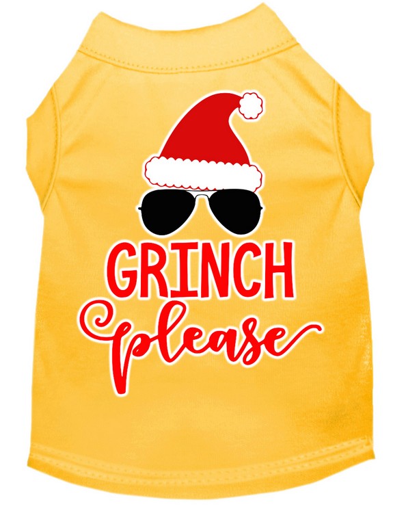 Grinch Please Screen Print Dog Shirt Yellow XXL